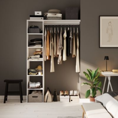 Kit dressing 1 colonne réversible L. 130 x H. 200 x P. 45 cm, blanc, GoodHome Matai