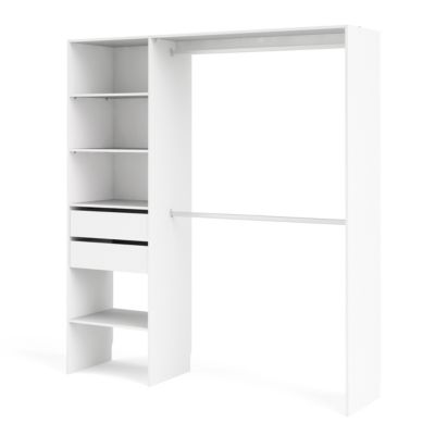Kit dressing 1 colonne réversible L. 181,5 x H. 200 x P. 45 cm, blanc, avec 2 barres de penderie, GoodHome Zodiak