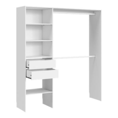Kit dressing 1 colonne réversible L. 181,5 x H. 200 x P. 45 cm, blanc, avec 2 barres de penderie, GoodHome Zodiak