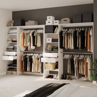 Kit dressing 1 colonne réversible L. 181,5 x H. 200 x P. 45 cm, blanc, avec 2 barres de penderie, GoodHome Zodiak