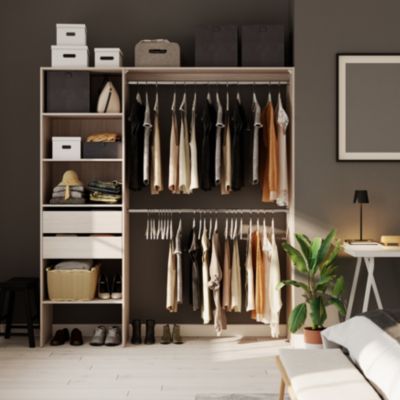 Kit dressing 1 colonne réversible L. 181,5 x H. 200 x P. 45 cm, effet chêne, GoodHome Zodiak