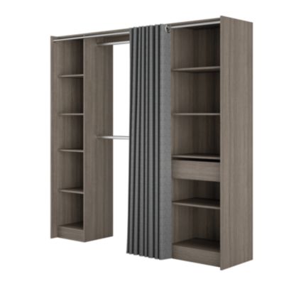 Kit dressing 2 colonnes avec rideau Eklips II H. 200 cm x L. 200 cm décor chêne grisé