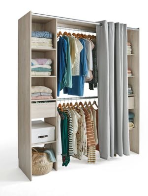 Kit dressing 2 colonnes avec rideau Komet décor chêne grisé H. 200 x L