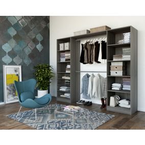 Kit dressing 2 colonnes Qazar décor chêne grisé H.200 cm x L.220 cm x P.48 cm