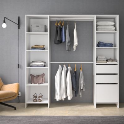 Kit dressing 2 colonnes réversibles 3 tiroirs Bloch coloris blanc H. 200 x L. 200 x P. 45 cm