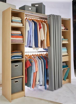 Kit dressing 2 colonnes réversibles avec rideau Eklips II effet chêne H