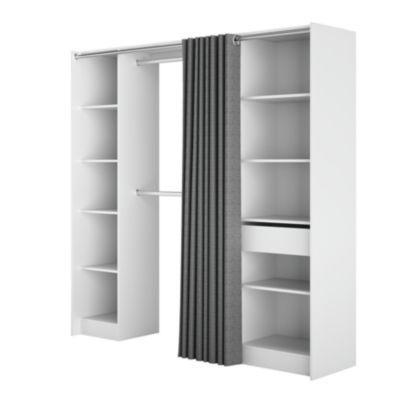 Kit dressing 2 colonnes réversibles avec rideau L. 200 x H. 200 x P. 48 cm, blanc, Eklips II