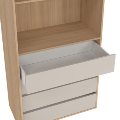 Kit dressing Arina avec rideau, décor chêne cachemire, H.200,4 x L.181,5 x P.50 cm