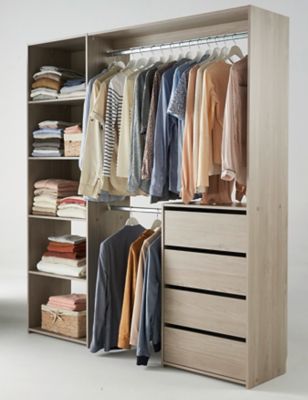 Kit Dressing avec bloc 4 tiroirs décor chêne grisé Karisma l. 181,5 x P. 39,95 x H. 200,4 cm