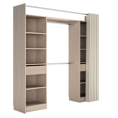 Kit dressing avec rideau, 2 colonnes réversibles L. 220 x H. 220 x P. 48 cm, effet chêne, avec 2 tiroirs, GoodHome Balsam