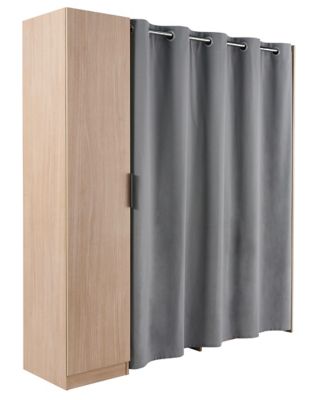 Kit dressing avec rideau Eli L. 180 x H.200 x P. 50 cm effet chêne