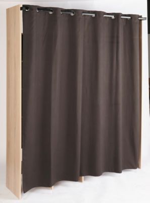 Kit dressing avec rideau chêne dakota et noir Indus H200xL125 à 182,2xP50cm