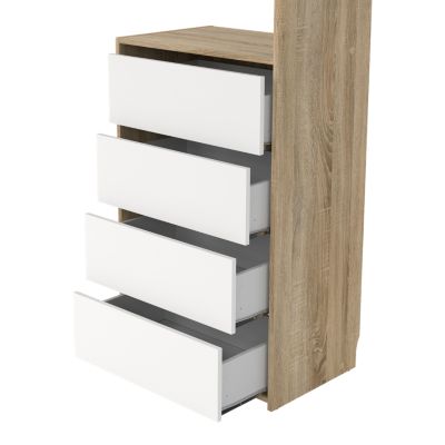 Kit dressing bicolore Karisma avec bloc 4 tiroirs décor chêne et blanc l. 181,5 x P. 39,95 x H. 200,4 cm