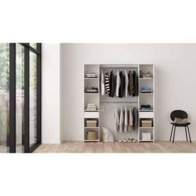 Kit dressing blanc 2 colonnes, 2 tiroirs, H. 200,4 x L. 180 x P. 39,95 cm