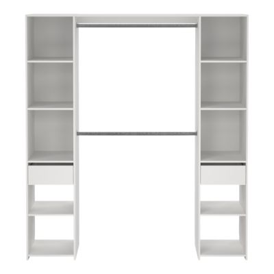 Kit dressing blanc 2 colonnes, 2 tiroirs, H. 200,4 x L. 180 x P. 39,95 cm