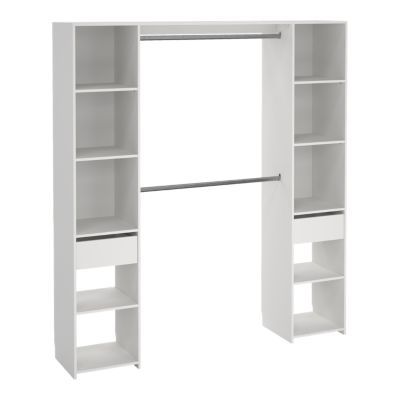 Kit dressing blanc 2 colonnes, 2 tiroirs, H. 200,4 x L. 180 x P. 39,95 cm