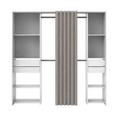 Kit dressing 2 colonnes réversibles avec rideau Eklips II coloris blanc H.  200 x L. 200 x P. 48 cm