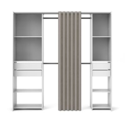 Kit dressing décor blanc avec rideau l. 200 x H. 200,4 x P. 48,25 cm