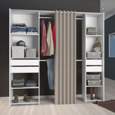 Kit dressing décor blanc avec rideau l. 200 x H. 200,4 x P. 48,25 cm
