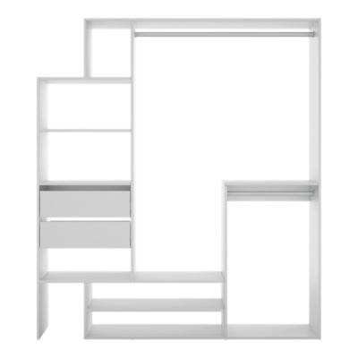 Kit dressing modulable 1 colonne L. 120 à 180 x H. 200 x P.40, 6 cm, blanc, avec 2 tiroirs, Tautra