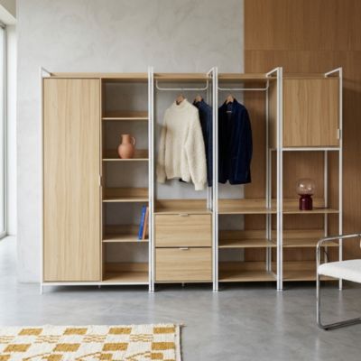 Kit dressing modulable blanc avec 4 éléments. L 280 x P 48 x H 190 cm