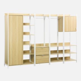 Kit dressing modulable blanc avec 4 éléments. L 280 x P 48 x H 190 cm
