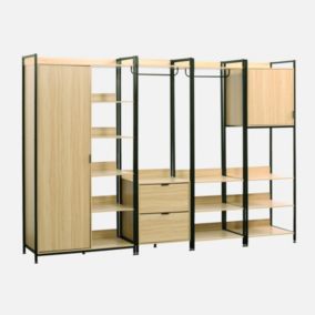 Kit dressing modulable noir avec 4 éléments. L 280 x P 48 x H 190 cm