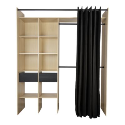 Kit dressing Ossimi décor chêne naturel H.218 x L.186 x P.50 cm