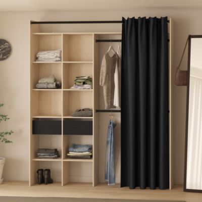 Kit dressing Ossimi décor chêne naturel H.218 x L.186 x P.50 cm