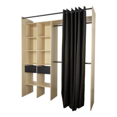 Kit dressing Ossimi décor chêne naturel H.218 x L.186 x P.50 cm