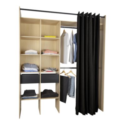 Kit dressing Ossimi décor chêne naturel H.218 x L.186 x P.50 cm
