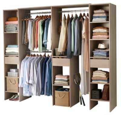 Kit dressing ouvert extensible effet chêne grisé L. 161/238,4 x H. 200