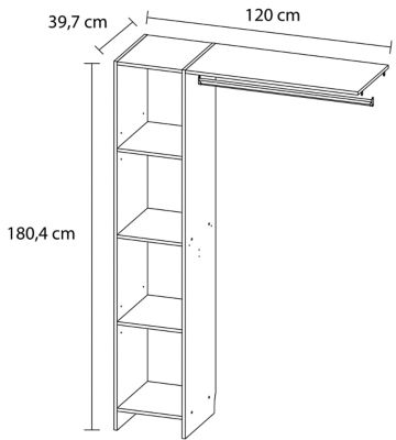 Kit dressing Pôle Form H. 180 cm x L. 120 cm décor blanc