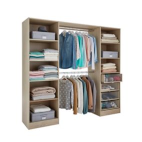 Kit dressing Qazar effet chêne 2 colonnes et 2 penderies l.220 x H.200 x P.48 cm
