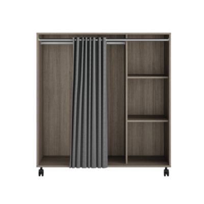Kit dressing sous combles 1 colonne avec rideau L. 120 x H. 128 x P. 48 cm, effet chêne grisé, GoodHome Vector II