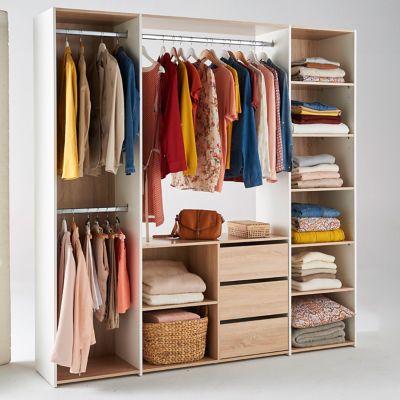 Kit dressing XL décor chêne et blanc l. 195,5 x P. 40 x H. 200 cm