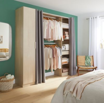 Kit dressing XXL 2 colonnes avec porte et rideaux H. 220 x L. 220 x P. 50 cm Castorama
