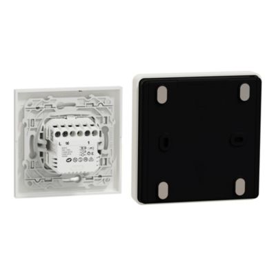 Kit éclairage avec variateur rotatif + passerelle wifi + plaque de finition simple Schneider Electric Odace Wiser blanc