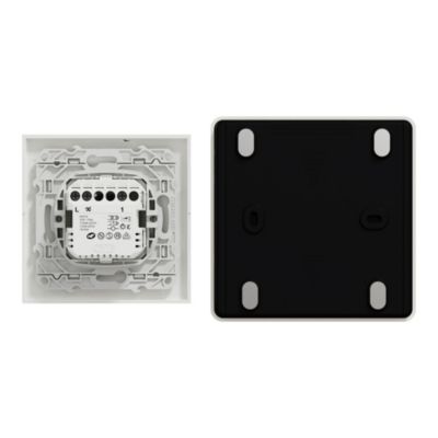 Kit éclairage avec variateur rotatif + passerelle wifi + plaque de finition simple Schneider Electric Odace Wiser blanc