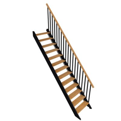 Kit escalier droit FORTIA hêtre laqué noir et chêne naturel Gagliano