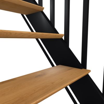 Kit escalier droit FORTIA hêtre laqué noir et chêne naturel Gagliano