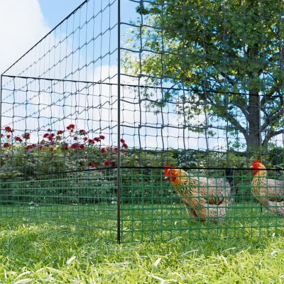 Kit filet  clôtures pour poules 24m avec 8 piquets double pointes. modulable. porte d'accès. sardines incluses