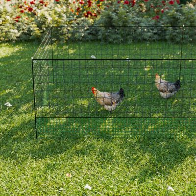 Kit filet  clôtures pour poules 24m avec 8 piquets double pointes. modulable. porte d'accès. sardines incluses