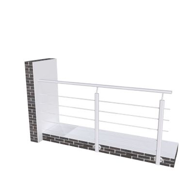 Kit Garde-corps 2m avec raccords muraux - Alu ARGENT - Pose suspendue et latérale - Pour usage intérieur et extérieur