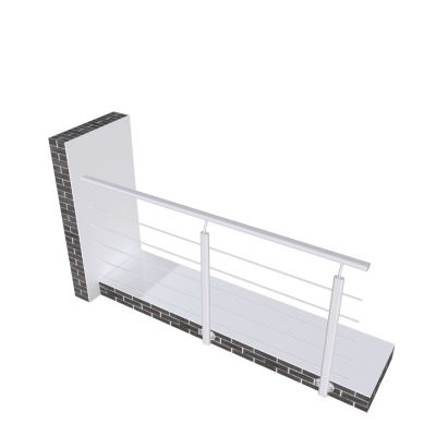 Kit Garde-corps 2m avec raccords muraux - Alu ARGENT - Pose suspendue et latérale - Pour usage intérieur et extérieur