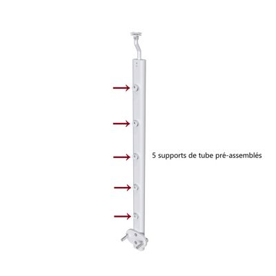 Kit Garde-corps 2m avec raccords muraux - Alu ARGENT - Pose suspendue et latérale - Pour usage intérieur et extérieur