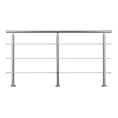 Kit garde-corps 3 barres rondes 2.2 m Acier Inox 201 Argent - Installation verticale - Usage intérieur et extérieur