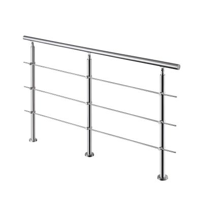 Kit garde-corps 3 barres rondes 2.2 m Acier Inox 201 Argent - Installation verticale - Usage intérieur et extérieur