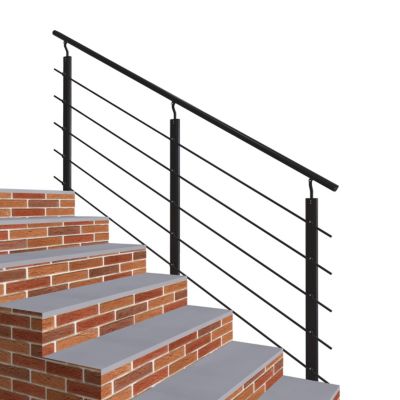 Kit Garde-corps 5 barres 2m en alu noir - Pose suspendue et latérale, pour escalier et terrasse, usage intérieur et extérieur