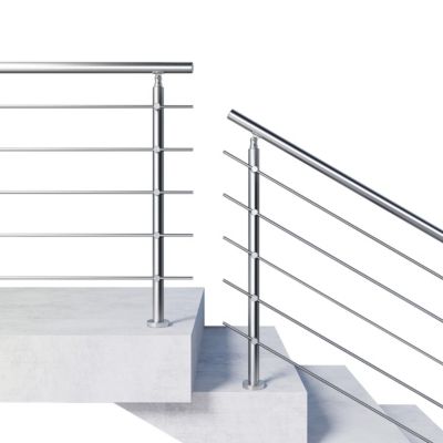 Kit garde-corps 5 barres rondes 1.8m Acier Inox 201 Argent - Installation verticale - Usage intérieur et extérieur